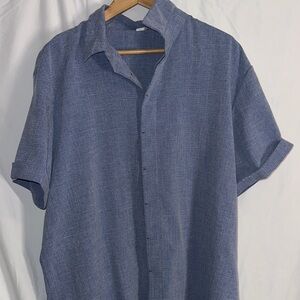 Men's Blue Short Sleeve button up Shirt